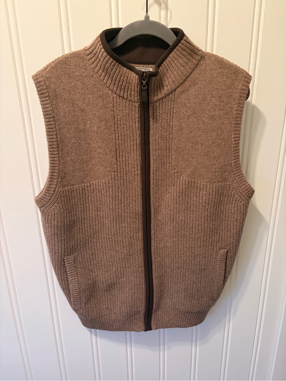 L.L. Bean Waterfowl Full-Zip Merino Lambswool Sweater Vest Brown Men's Size M